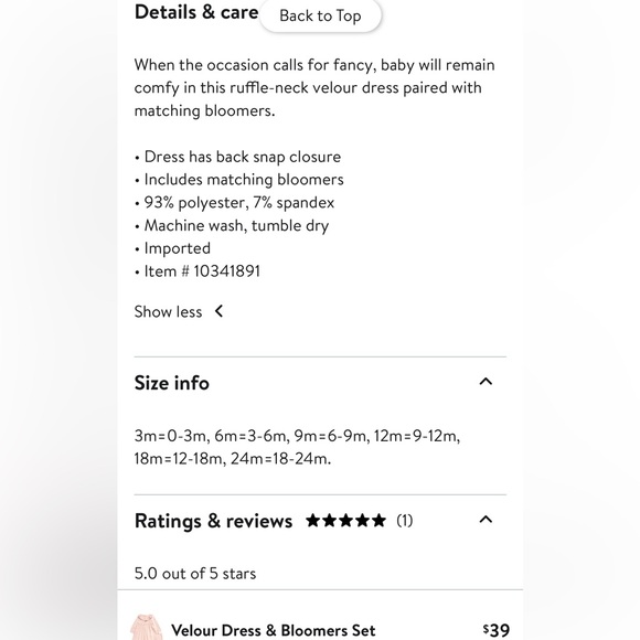 Nordstrom Baby Girl Pink Velour Dress & Bloomer Set NWT - Picture 5 of 5